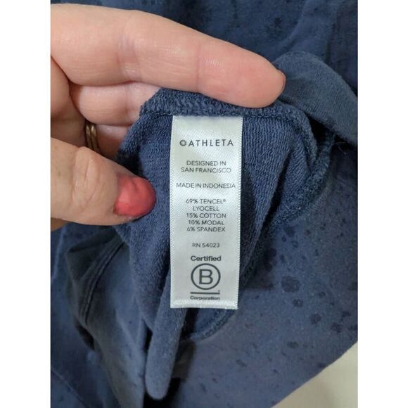 Athleta Studio Blue Splatter Paint Lightweight Crewneck Sweatshirt - Size L - Picture 5 of 5